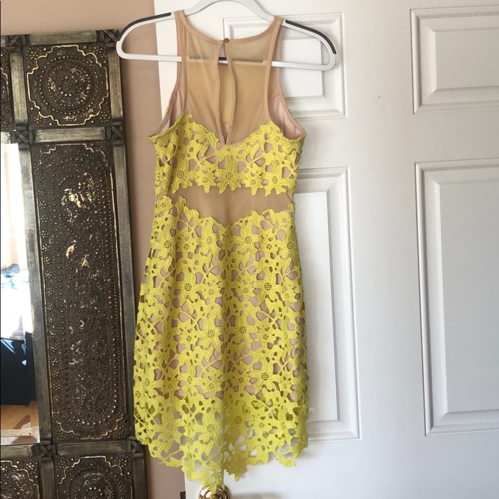 Lovers and friends mini dress neon lace and nude